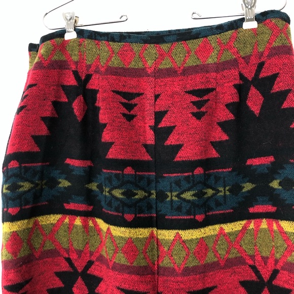 Vintage Faux Wool Southwestern Fringe Midi Skirt - Picture 6 of 14